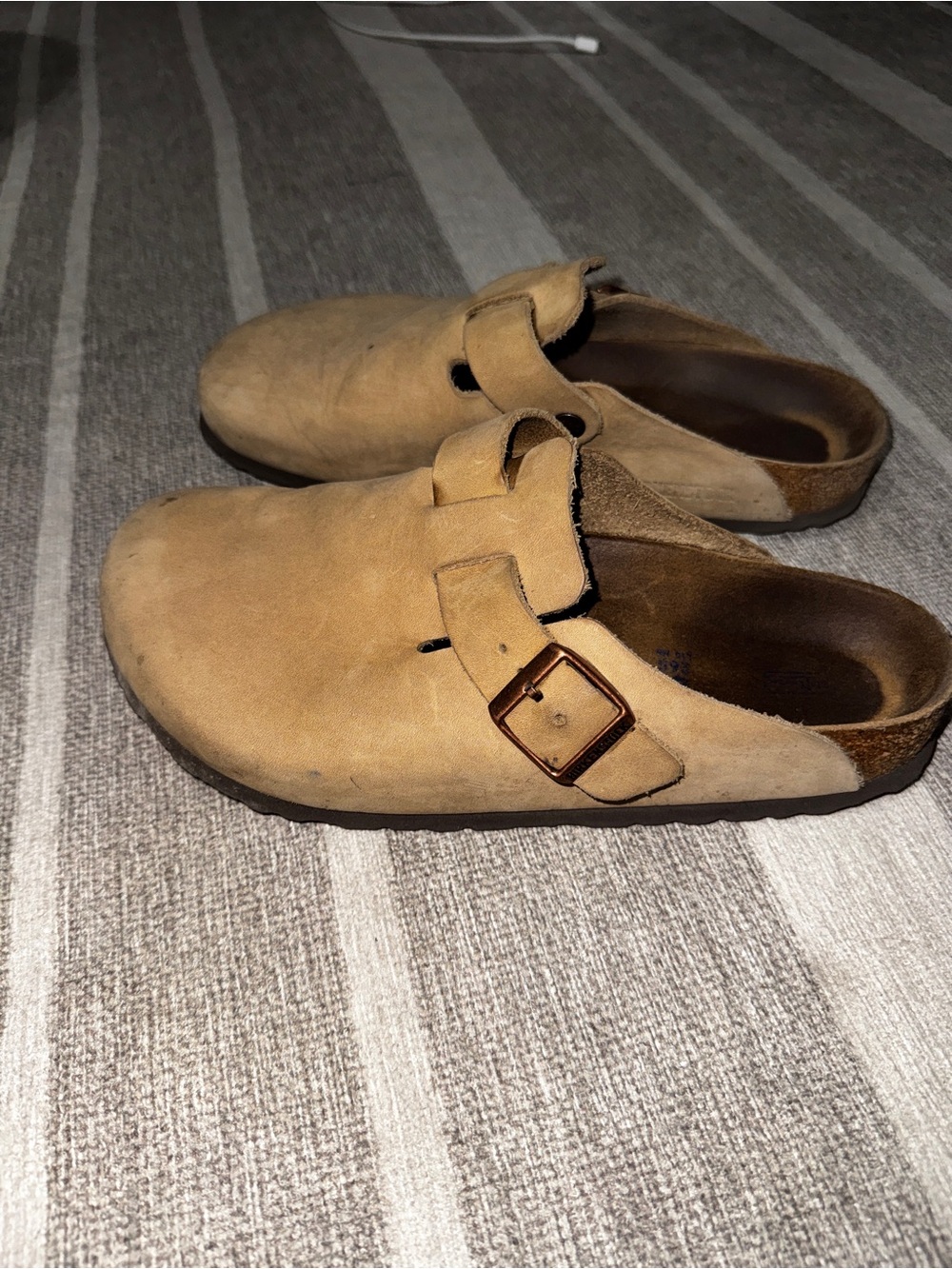 Birkenstock Tan Suede Clogs with Buckle - Picture 2 of 6